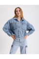 Oversize Geniş Cepli Beli Püsküllü Kot Ceket Oversize Geniş Cepli Beli Püsküllü Kot Ceket