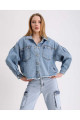 Oversize Geniş Cepli Beli Püsküllü Kot Ceket Oversize Geniş Cepli Beli Püsküllü Kot Ceket