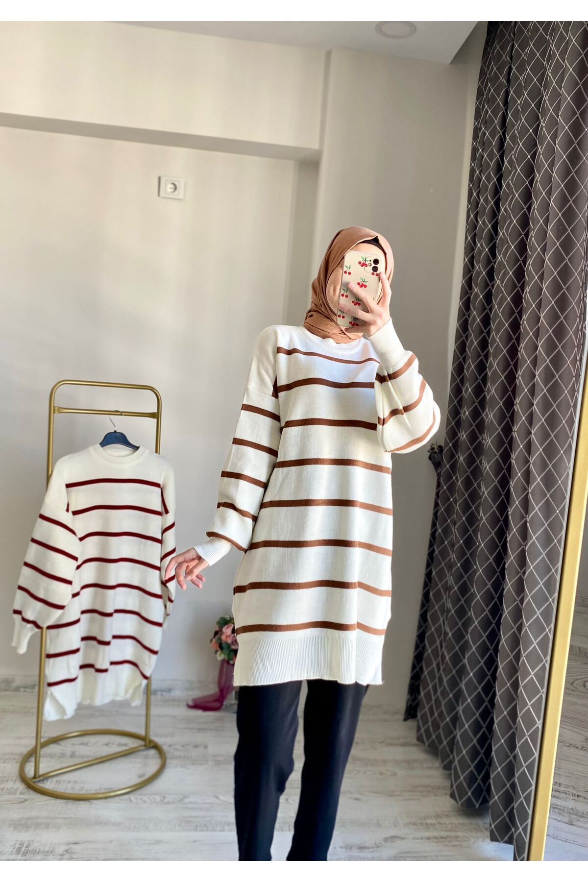 kahverengi çizgili tunik kahverengi çizgili tunik
