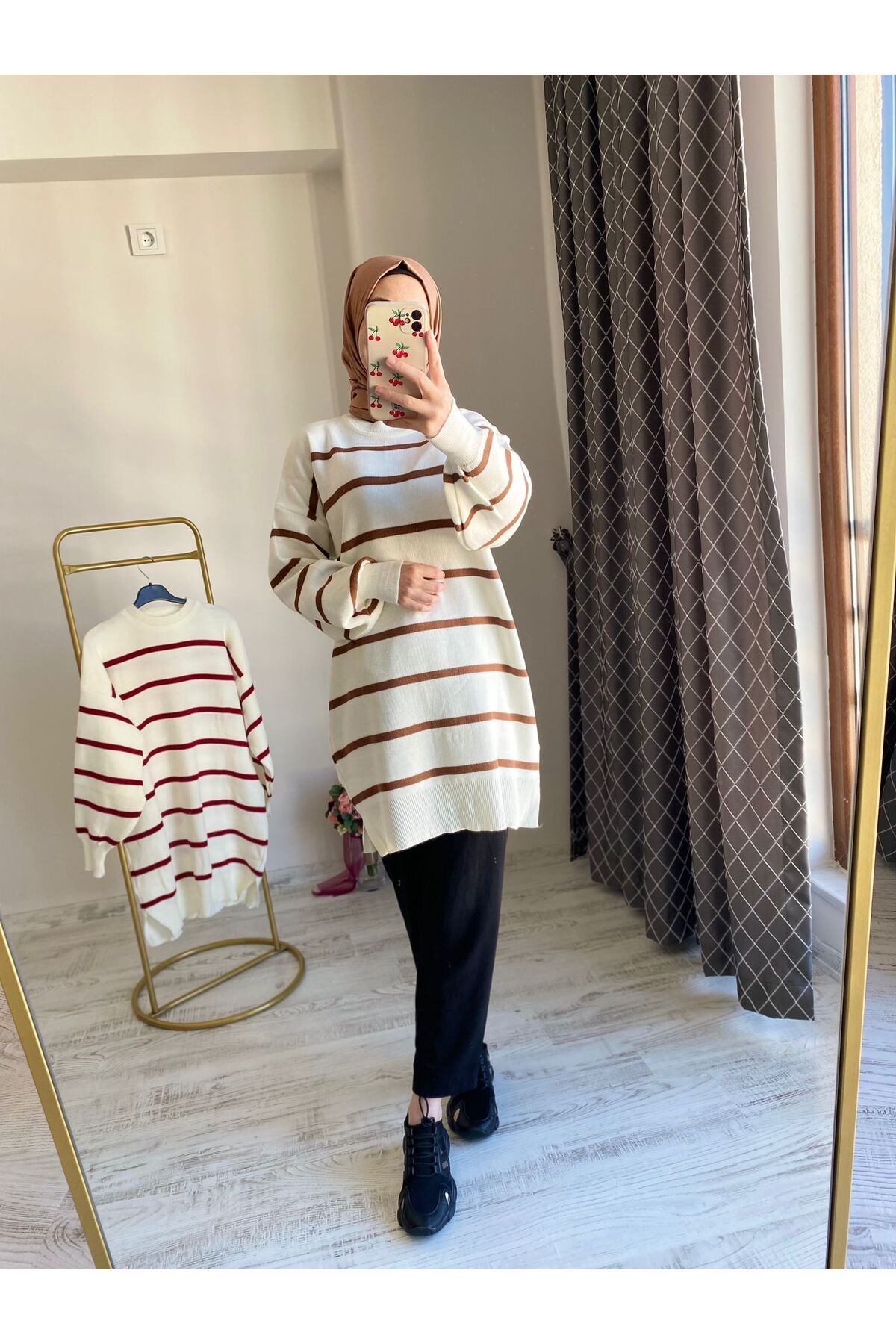 kahverengi çizgili tunik kahverengi çizgili tunik