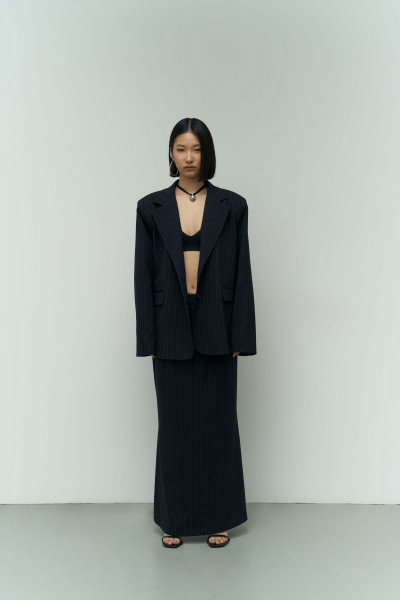 Mai Collection Bruno Çizgili Lacivert Blazer