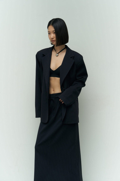 Mai Collection Bruno Çizgili Lacivert Blazer