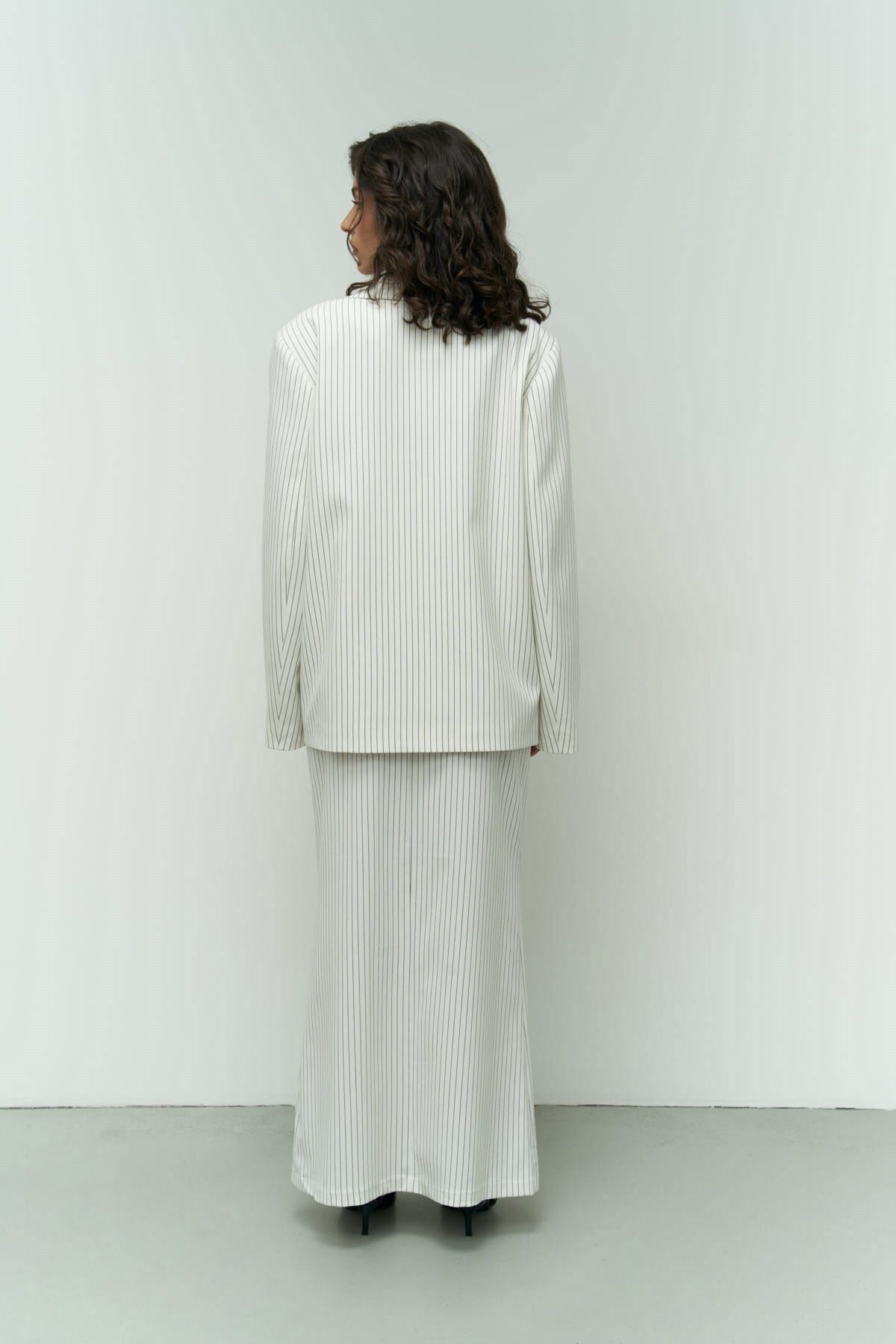 Mai Collection Bruno Çizgili Ekru Blazer Mai Collection Bruno Çizgili Ekru Blazer