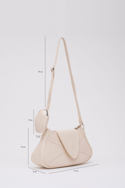 Krem Shk96 Suni Deri Tek Bölmeli Cüzdanlı Kol ve Omuz Çantası U:18 E:32 G:8 cm Krem Shk96 Suni Deri Tek Bölmeli Cüzdanlı Kol ve Omuz Çantası U:18 E:32 G:8 cm
