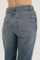 Orta Mavi Yüksek Bel Patı Düğmeli Paçası Kesikli Jean Pantolon C 4518-110 Orta Mavi Yüksek Bel Patı Düğmeli Paçası Kesikli Jean Pantolon C 4518-110