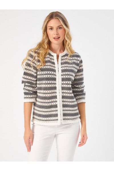 Şerit Detaylı Monochrome Örme Ceket 68235