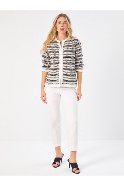 Şerit Detaylı Monochrome Örme Ceket 68235