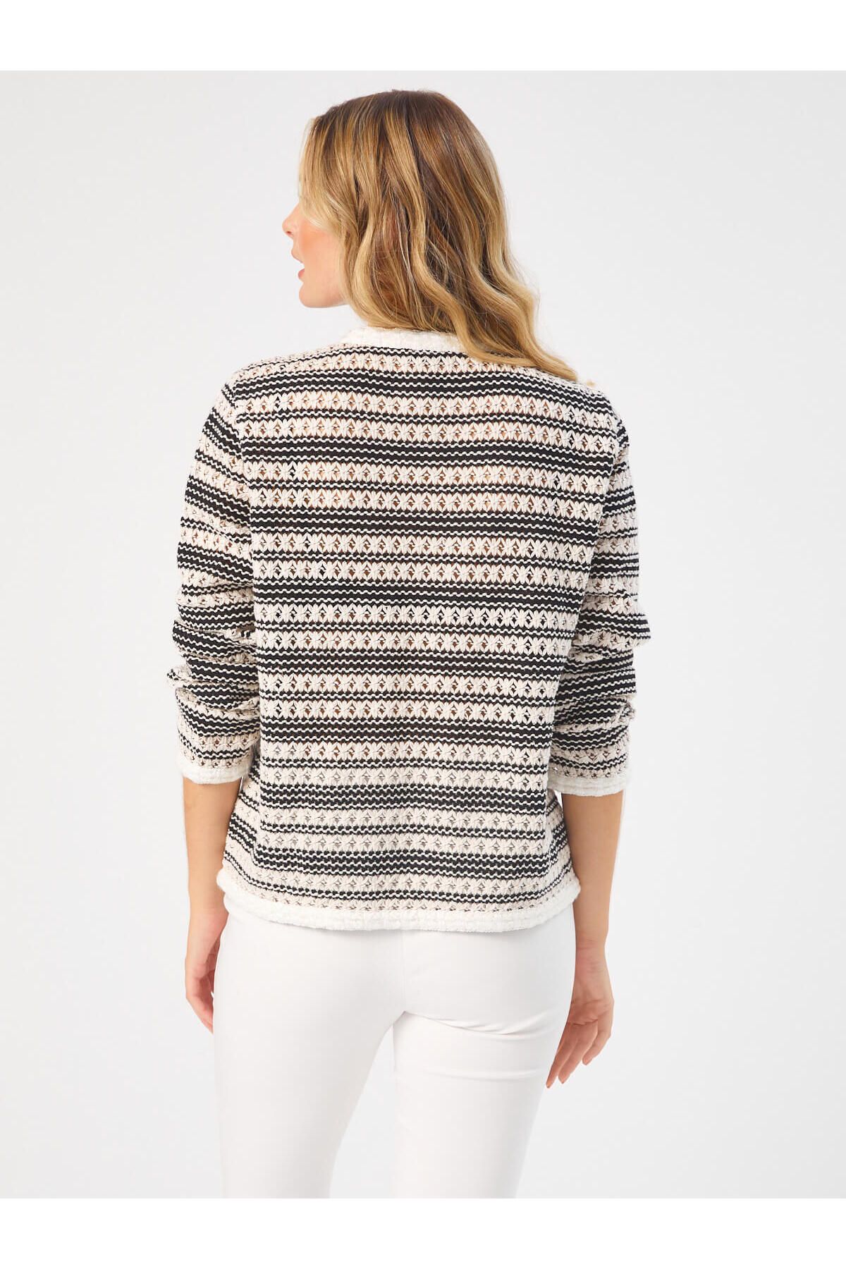 Şerit Detaylı Monochrome Örme Ceket 68235