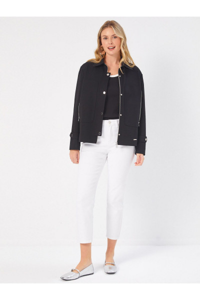 Metal Fermuar Ve Çıtçıt Detaylı Örme Ceket 68251