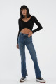 Orta Mavi Slim Straight Paçası Yırtmaçlı Çapraz Kemerli Jean Pantolon C 4556-007 Orta Mavi Slim Straight Paçası Yırtmaçlı Çapraz Kemerli Jean Pantolon C 4556-007