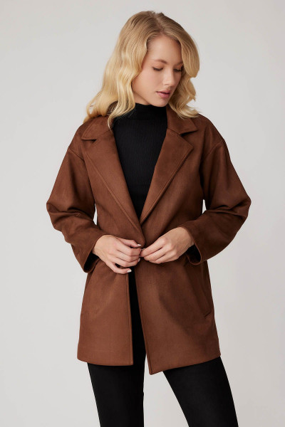 Tek Düğme Cepli Süet Ceket Tek Düğme Cepli Süet Ceket