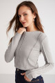 Magdalena Kadın Slim Fit Triko Görünümlü Nervür Detaylı Yuvarlak Yaka Uzun Kol Crop Grimelanj Bluz Magdalena Kadın Slim Fit Triko Görünümlü Nervür Detaylı Yuvarlak Yaka Uzun Kol Crop Grimelanj Bluz