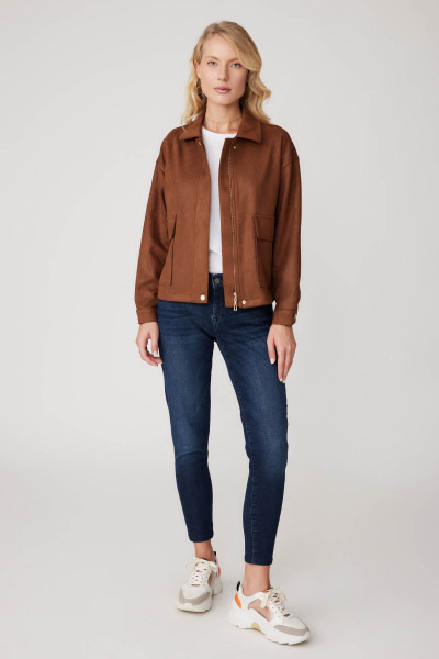 Kapak Cepli Fermuarlı Süet Ceket Kapak Cepli Fermuarlı Süet Ceket