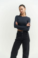 Mai Collection Mita Sırt Dekolteli Antrasit Bluz Mai Collection Mita Sırt Dekolteli Antrasit Bluz