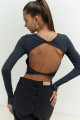 Mai Collection Mita Sırt Dekolteli Antrasit Bluz Mai Collection Mita Sırt Dekolteli Antrasit Bluz