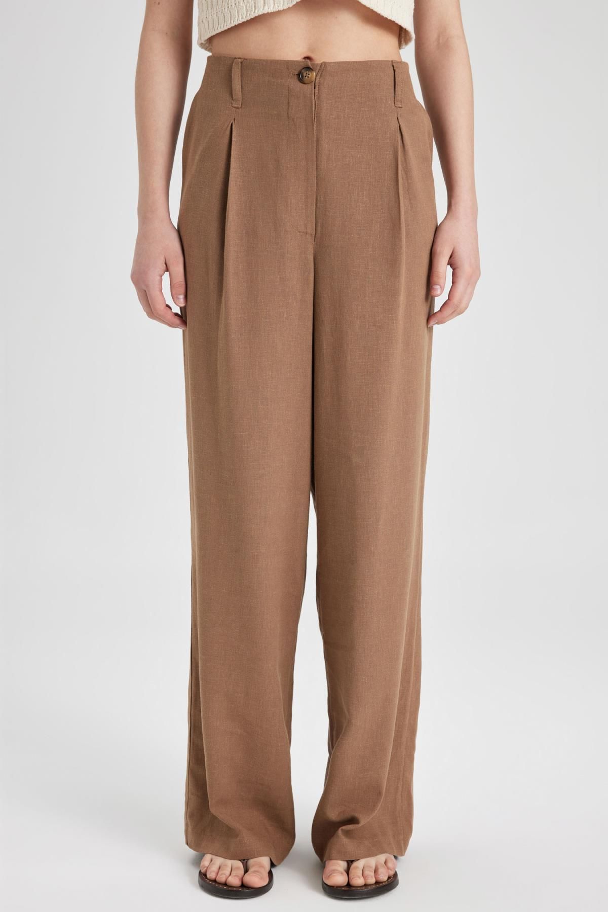 Keten Karışımlı Pantolon Wide Leg Çift Cepli Yüksek Bel Geniş Bol Paça Z5533az24sm Keten Karışımlı Pantolon Wide Leg Çift Cepli Yüksek Bel Geniş Bol Paça Z5533az24sm