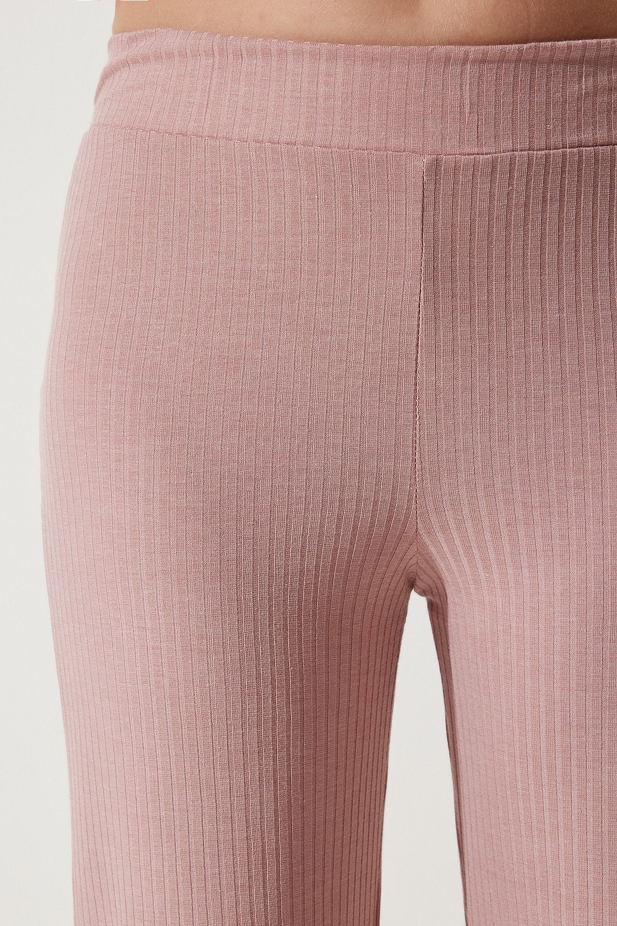 Kadın Pudra Fitilli Örme Bluz Pantolon Takım KH00088 Kadın Pudra Fitilli Örme Bluz Pantolon Takım KH00088