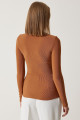 Kadın Taba Cut Out Detaylı Fitilli Örme Bluz SF00005 Kadın Taba Cut Out Detaylı Fitilli Örme Bluz SF00005