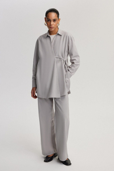 KRUVAZE BAĞLAMA DETAYLI KİMONO PANTOLON TAKIM