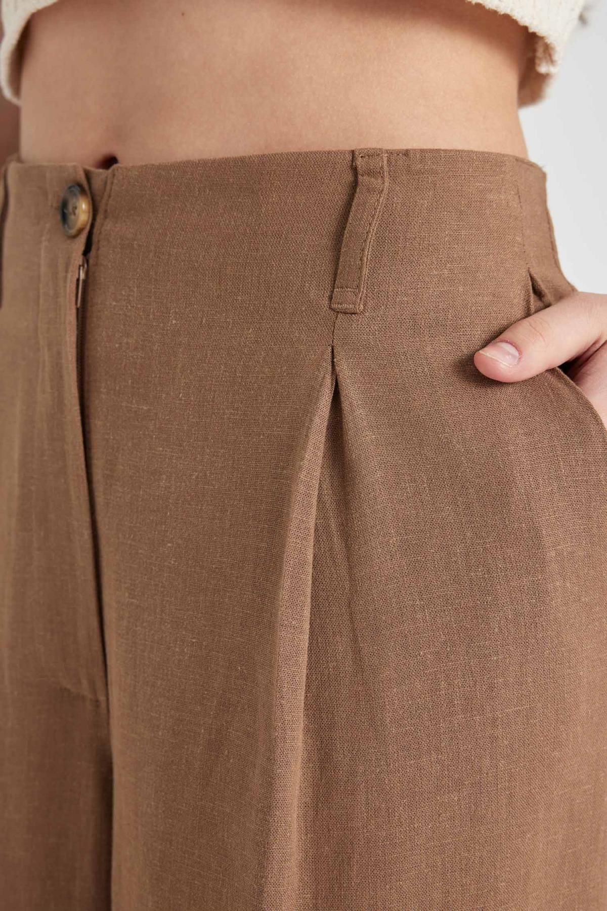 Keten Karışımlı Pantolon Wide Leg Çift Cepli Yüksek Bel Geniş Bol Paça Z5533az24sm Keten Karışımlı Pantolon Wide Leg Çift Cepli Yüksek Bel Geniş Bol Paça Z5533az24sm