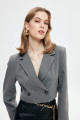 Vatka Detaylı Crop Blazer Ceket Gri Vatka Detaylı Crop Blazer Ceket Gri