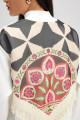 Püskül Detaylı Baskılı Krep Tunik-Krem 23F1X0119-195 Püskül Detaylı Baskılı Krep Tunik-Krem 23F1X0119-195