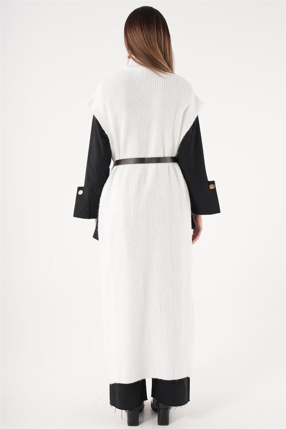 Yanı Yırtmaçlı Triko Tunik-Krem 22F1SD001-195 Yanı Yırtmaçlı Triko Tunik-Krem 22F1SD001-195