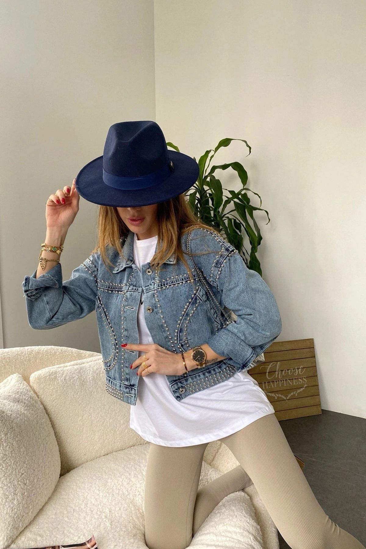 Tasarım Cep Ve Silver Zımba Detay Crop Jean Ceket