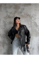 Siyah Oversize Deri Ceket Siyah Oversize Deri Ceket