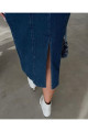 Kalın Askılı Lacivert Uzun Denim Elbise Kalın Askılı Lacivert Uzun Denim Elbise