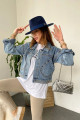 Tasarım Cep Ve Silver Zımba Detay Crop Jean Ceket