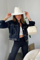 Tasarım Cep Ve Silver Zımba Detay Crop Jean Ceket