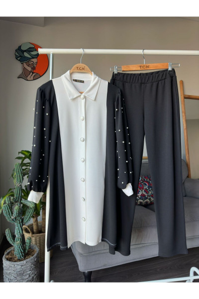 Yeni Sezon Kolları İncili Düğmeli İkili Takım Yeni Sezon Kolları İncili Düğmeli İkili Takım