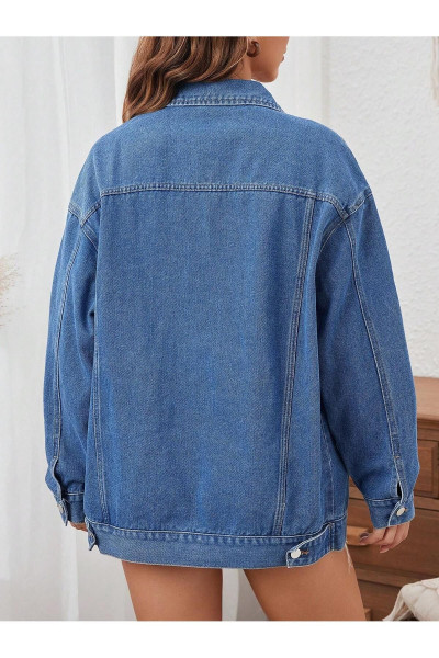 Kadın Slim Fit Denim Kot Ceket Mavi Kadın Slim Fit Denim Kot Ceket Mavi