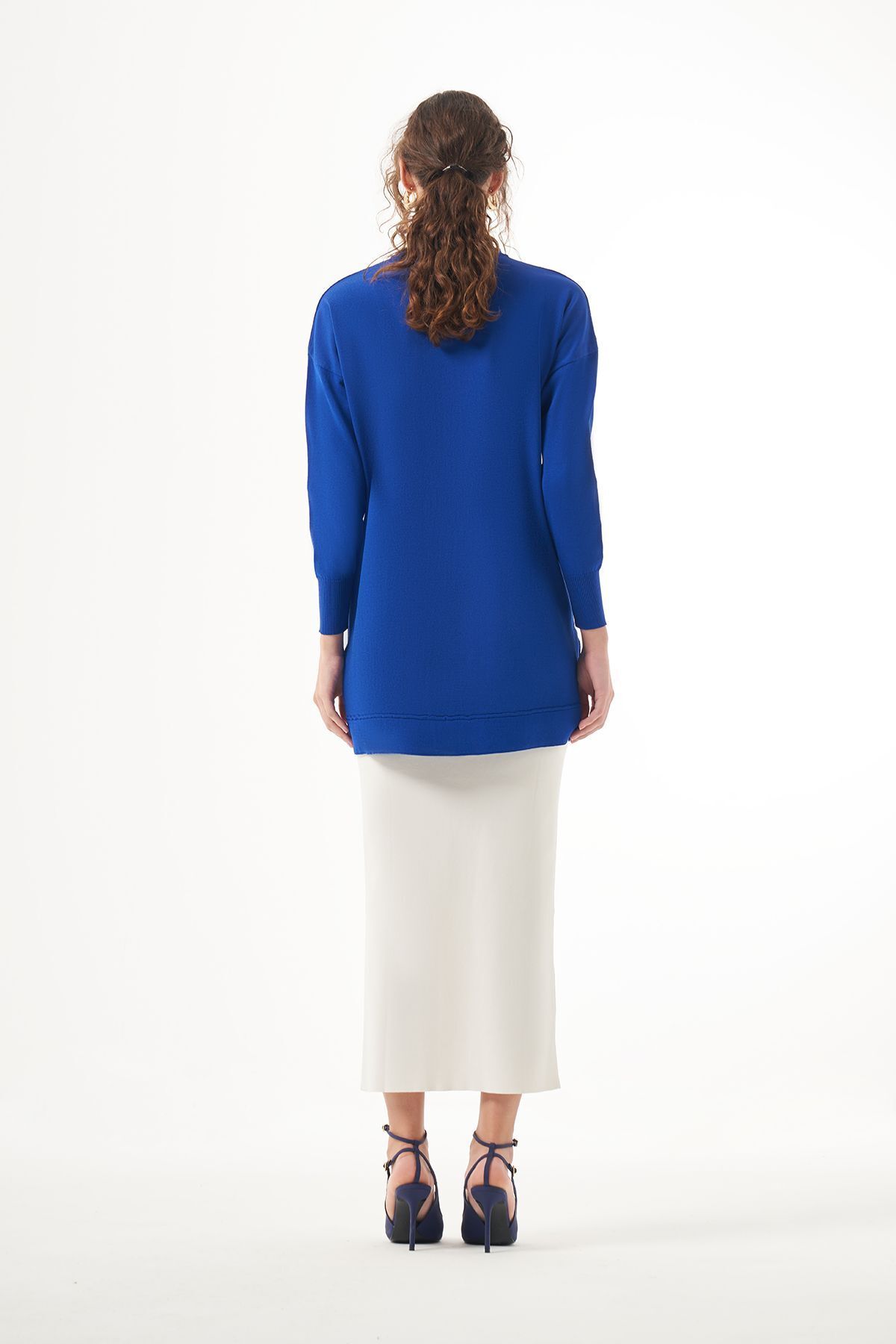 Merserize Kısa Tunik Bluz 1201 Saks Merserize Kısa Tunik Bluz 1201 Saks