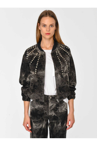 Metal Detaylı Denim Bomber Kadın Ceket Standart Renk Y1953101_089 Metal Detaylı Denim Bomber Kadın Ceket Standart Renk Y1953101_089