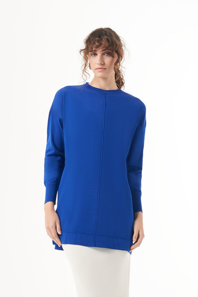 Merserize Kısa Tunik Bluz 1201 Saks Merserize Kısa Tunik Bluz 1201 Saks