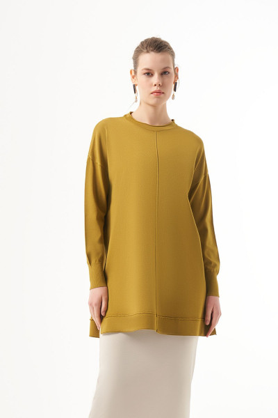 Merserize Kısa Tunik Bluz 1201 Zeytinyağı Yeşili Merserize Kısa Tunik Bluz 1201 Zeytinyağı Yeşili