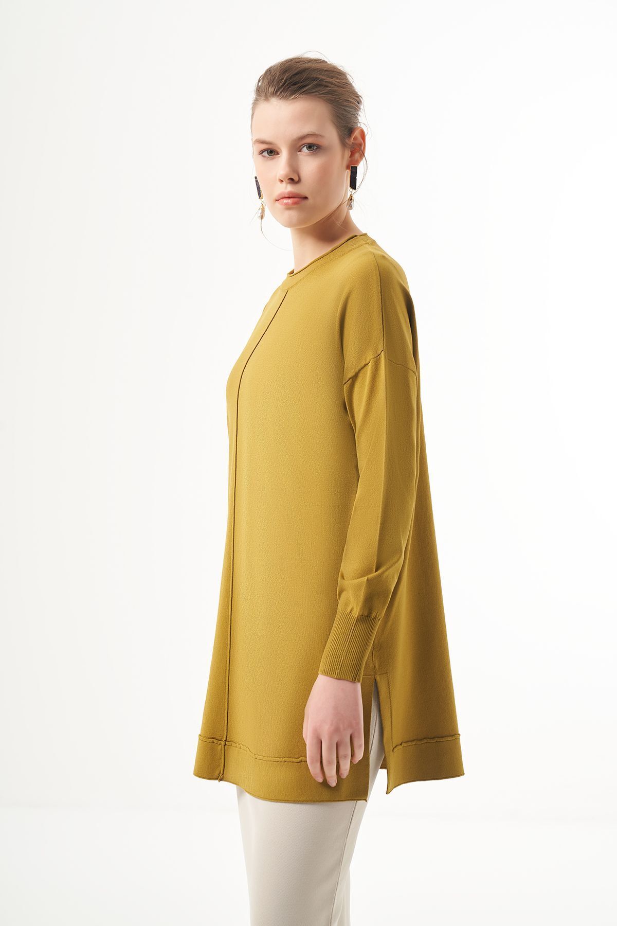 Merserize Kısa Tunik Bluz 1201 Zeytinyağı Yeşili Merserize Kısa Tunik Bluz 1201 Zeytinyağı Yeşili