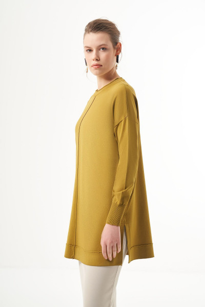 Merserize Kısa Tunik Bluz 1201 Zeytinyağı Yeşili Merserize Kısa Tunik Bluz 1201 Zeytinyağı Yeşili