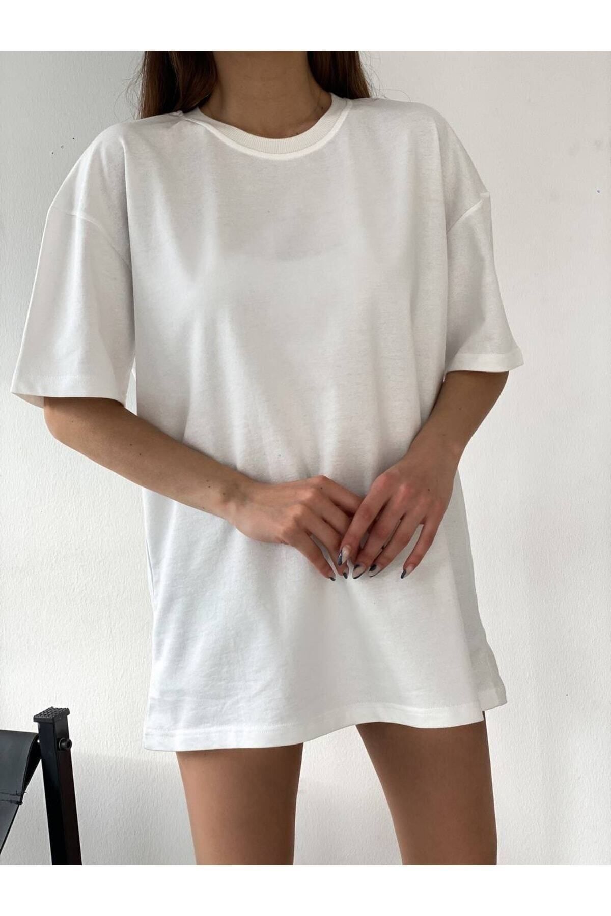 Unisex Pamuk Siyah Bisiklet Yaka Oversize Boyfriend T-shirt