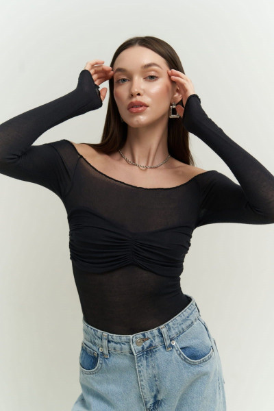 Mai Collection Jaheem Kayık Yaka Siyah Uzun Kollu Bluz Mai Collection Jaheem Kayık Yaka Siyah Uzun Kollu Bluz