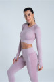 Kadın Uzun Kollu Dikişsiz Spor Tişört - Energy Serisi Crop Top Lila Kadın Uzun Kollu Dikişsiz Spor Tişört - Energy Serisi Crop Top Lila