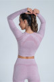 Kadın Uzun Kollu Dikişsiz Spor Tişört - Energy Serisi Crop Top Lila Kadın Uzun Kollu Dikişsiz Spor Tişört - Energy Serisi Crop Top Lila