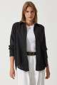 Kadın Siyah Oversize Keten Ayrobin Gömlek DD01222 Kadın Siyah Oversize Keten Ayrobin Gömlek DD01222
