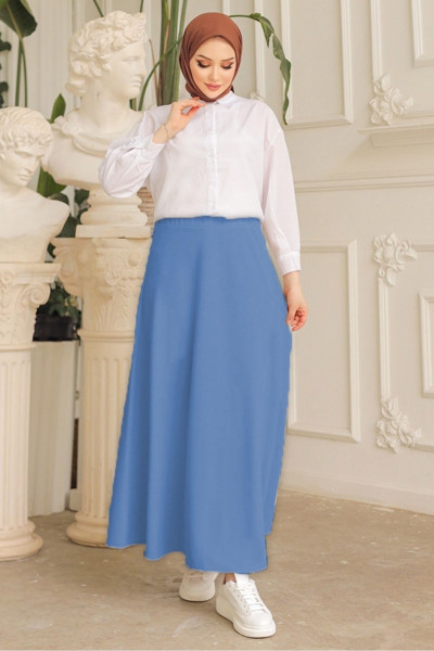 Puf Scuba Kloş Etek 771 - İndigo Puf Scuba Kloş Etek 771 - İndigo