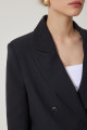 Kadın Siyah Kontrast Manşetli Kısa Blazer Ceket WF00070 Kadın Siyah Kontrast Manşetli Kısa Blazer Ceket WF00070