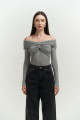 Mai Collection Vanni Çapraz Detay Gri Uzun Kollu Bluz Mai Collection Vanni Çapraz Detay Gri Uzun Kollu Bluz