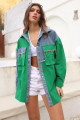 Kadın Yeşil Çift Cepli Çıtçıt Düğmeli Taş Püsküllü Denim Oversize Ceket Kadın Yeşil Çift Cepli Çıtçıt Düğmeli Taş Püsküllü Denim Oversize Ceket
