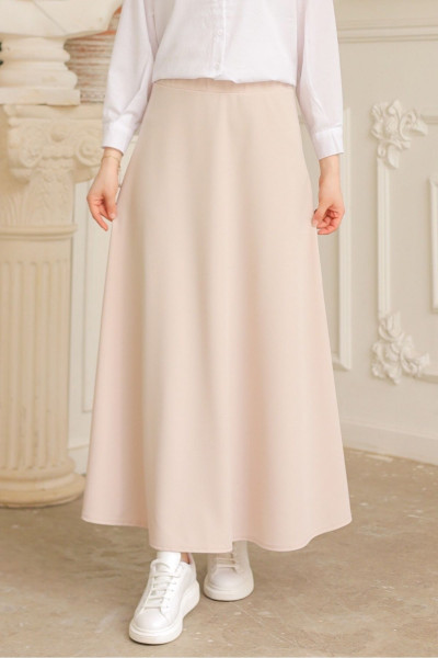 Puf Scuba Kloş Etek 771 - Bej Puf Scuba Kloş Etek 771 - Bej